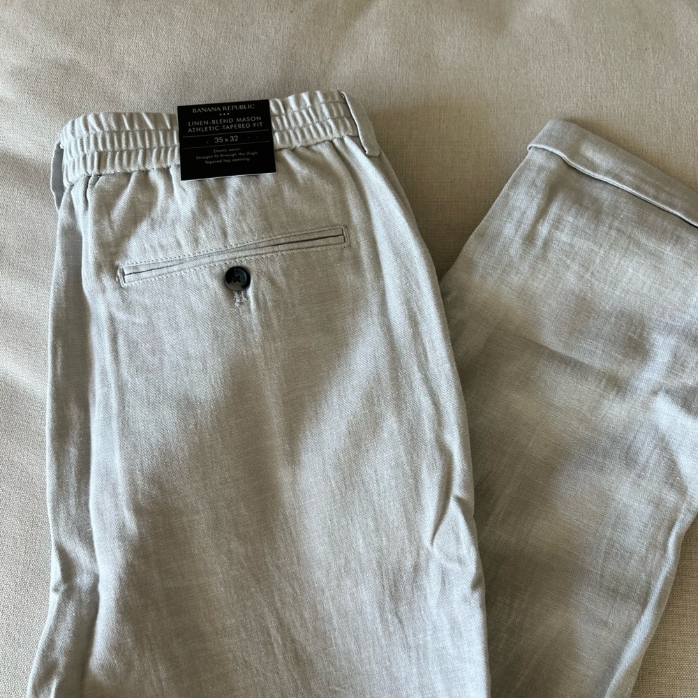 Banana Republic Mens Linen-Blend Mason Athletic-Tapered Fit